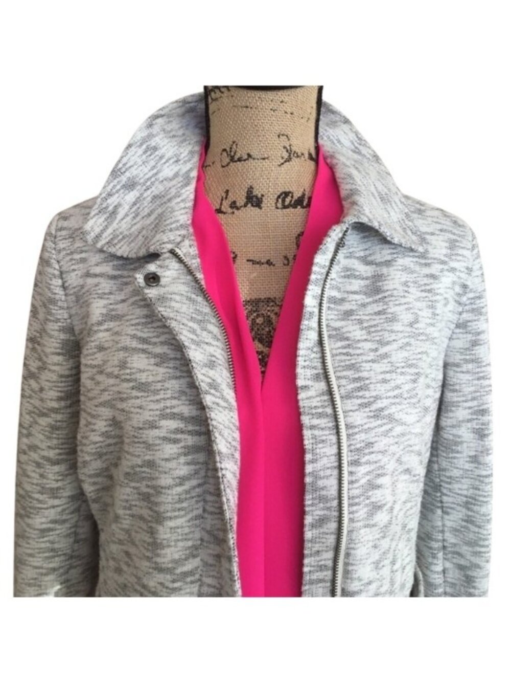 CABI Neo Marled Gray Zip Up Jacket #5102 Womens Small